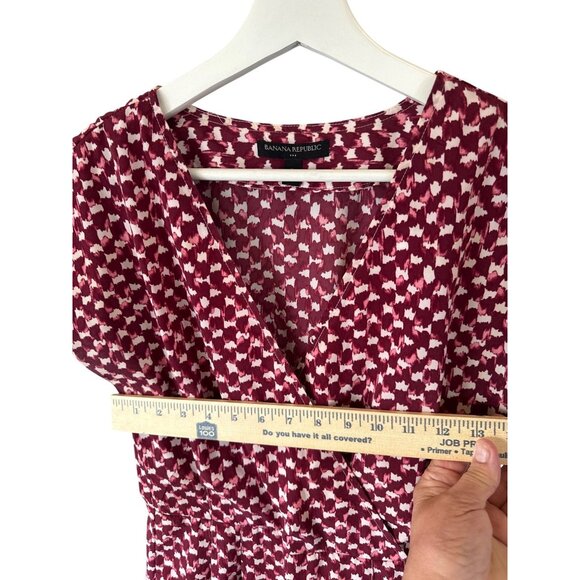 Banana Republic Abstract Print Short Sleeve Dress Red White Size 0 Resortwear - Picture 6 of 8